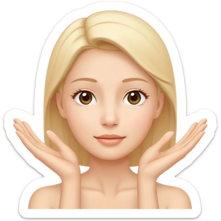 Minimal emoji of a hand lifting facial skin upward, clear skin-tightening gesture, gentle upward motion, natural wellness style, simple and readable icon, no beauty or cosmetic clinic references sticker