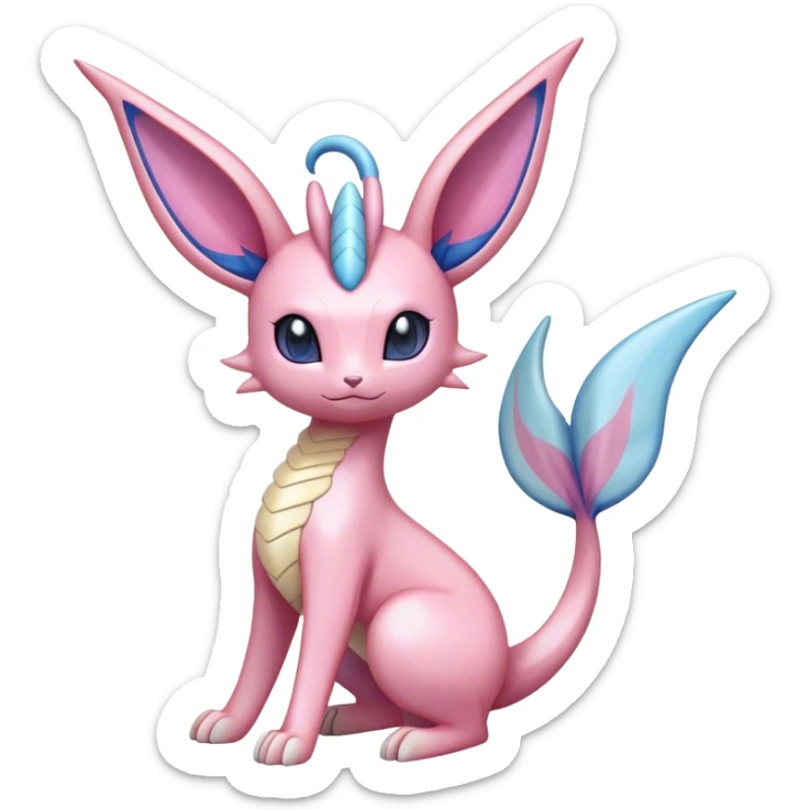 Shiny Cute Milotic-Sylveon-Espeon-Vaporeon-Dragonair-Pokémon-hybrid-fusion full body sticker