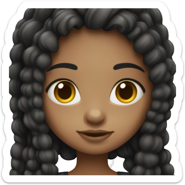 menina criança olhos pretos cabelos no ombro liso e preto sticker