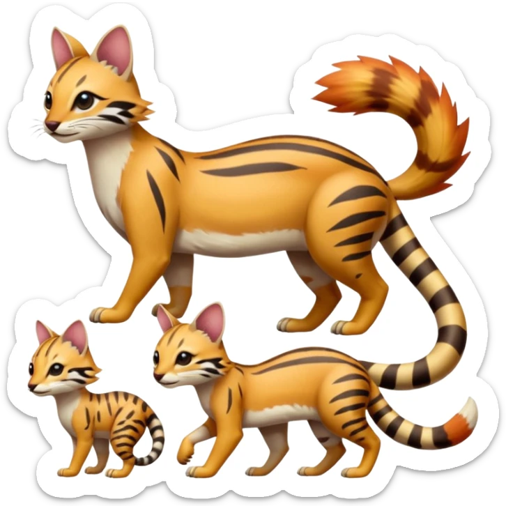 Colorful Soft Smooth Bobcat-Tiger-Numbat-Serval-Genet-Pokémon-Digimon-Fakémon-fusion-hybrid-creature sticker