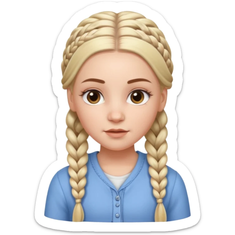 white girl with long braids hairstyle with baby hair, detailed braids, soft edges, realistic baby hair styling on forehead, clean look, keep same face, same clothes, same background sticker
