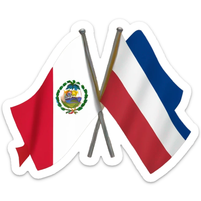 flag of peru and of costa rica, divided by a diagonal line sticker