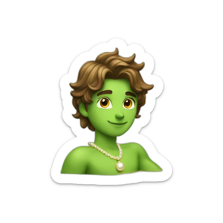 Posh-muscle-boy-brown-hair-green-eyes-pearl-necklace-in-golden-bathtub sticker