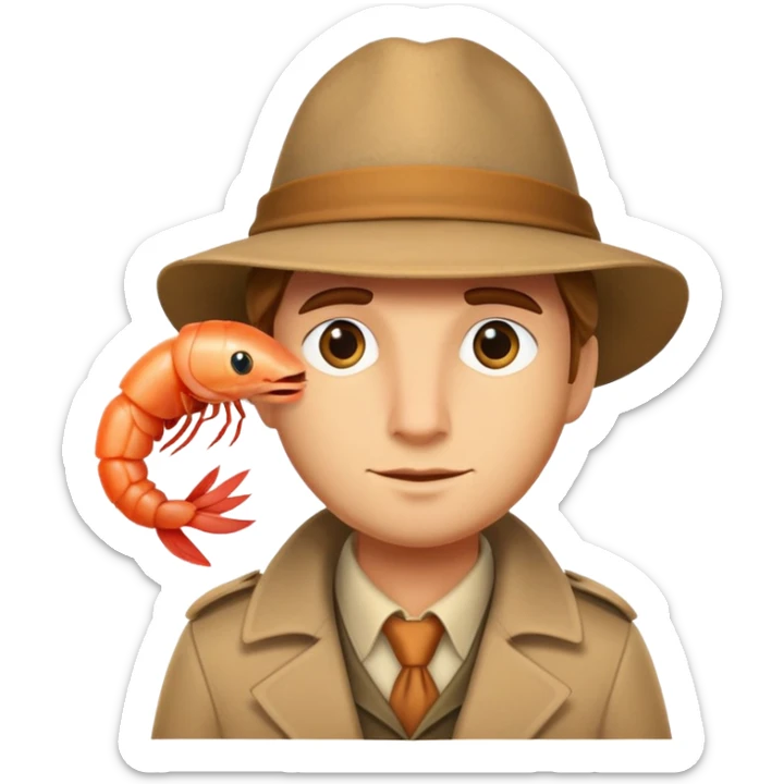 the detective from the animated film "Bremen Town musicians" with shrimp sticker