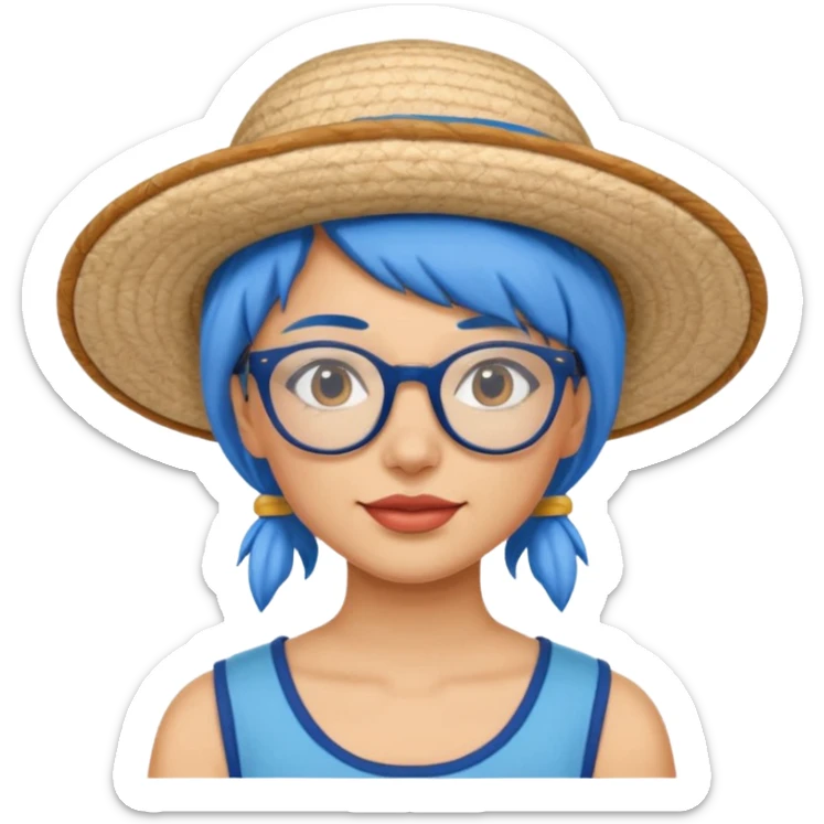 woman glassess, fat venice gondolier with iconic hat and blue hair woman sticker