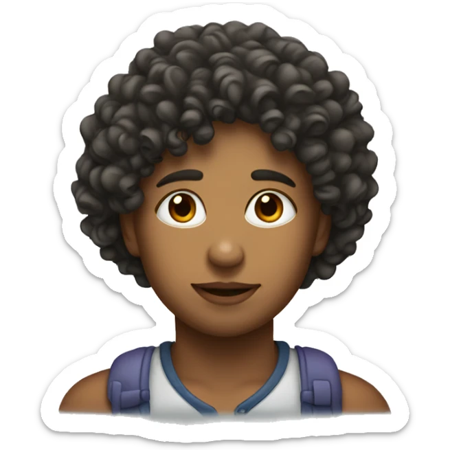 Girl with curly hair kissing man sticker