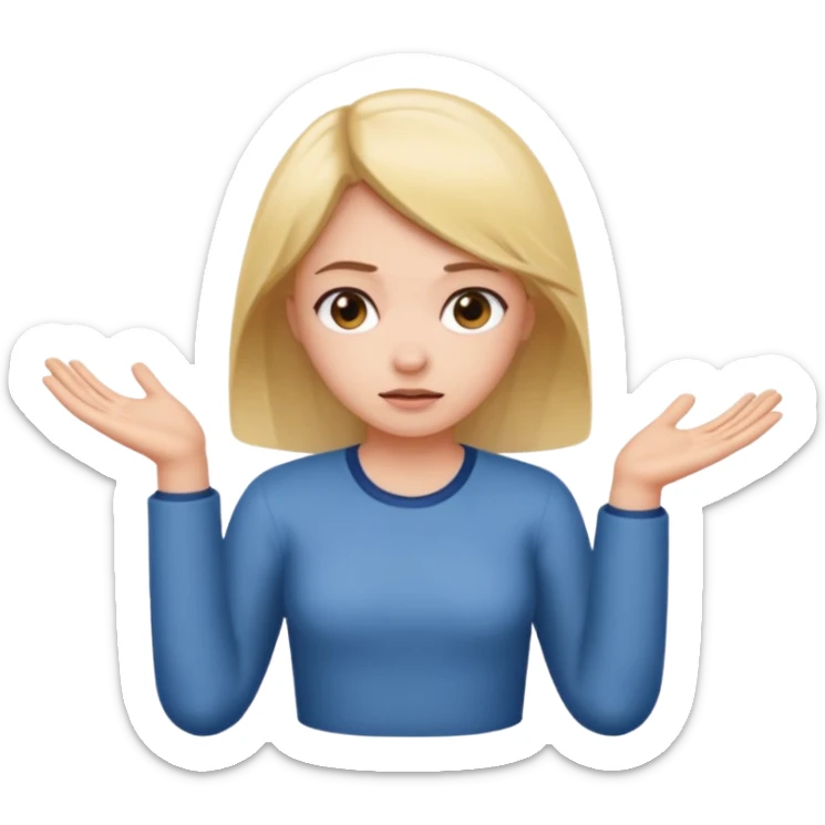 girl shrugging and a 6 above her right hand and a 7 above her left hand  sticker