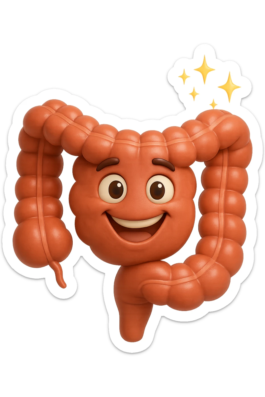 fammi un intestino identico a questo, ma felice e con le scintille di splendore dorate sopra, si sta rinnovando come se fosse in ottima salute sticker