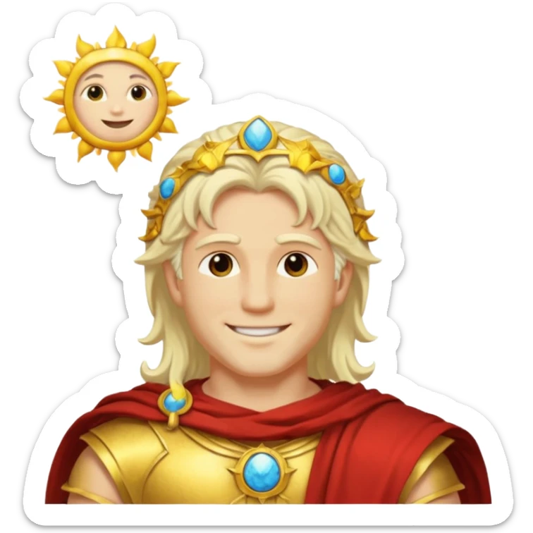 Apollo, Sun God from Rome Mythology with long platinum blonde hair, pale yellow outfit sticker