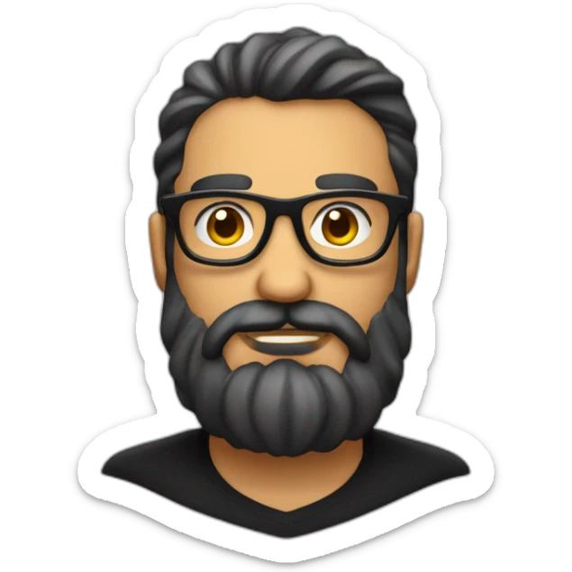 Hombre sin pelo con barba canosa y gafas pasta grandes i negras sticker