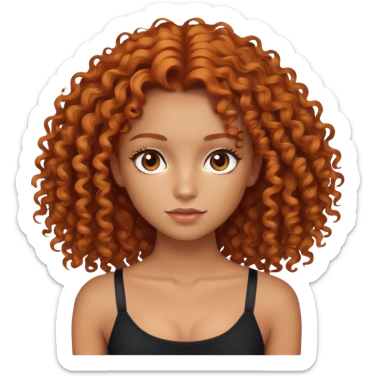 ginger curly or wavy hair brown eyes with crop top girl sticker