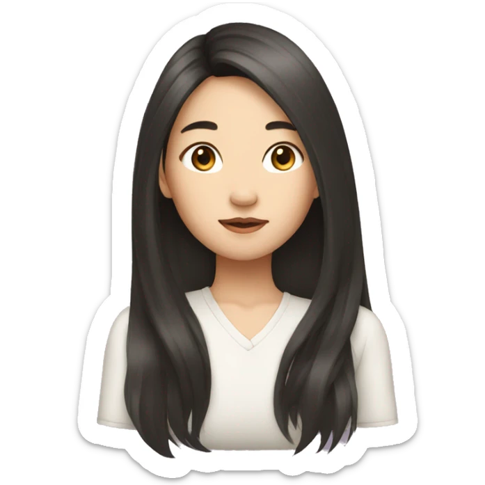 asian girl with long hair sticker