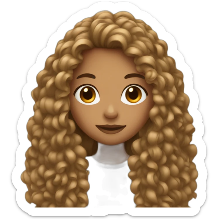 A girl with  long curly hair and wheat skin sticker