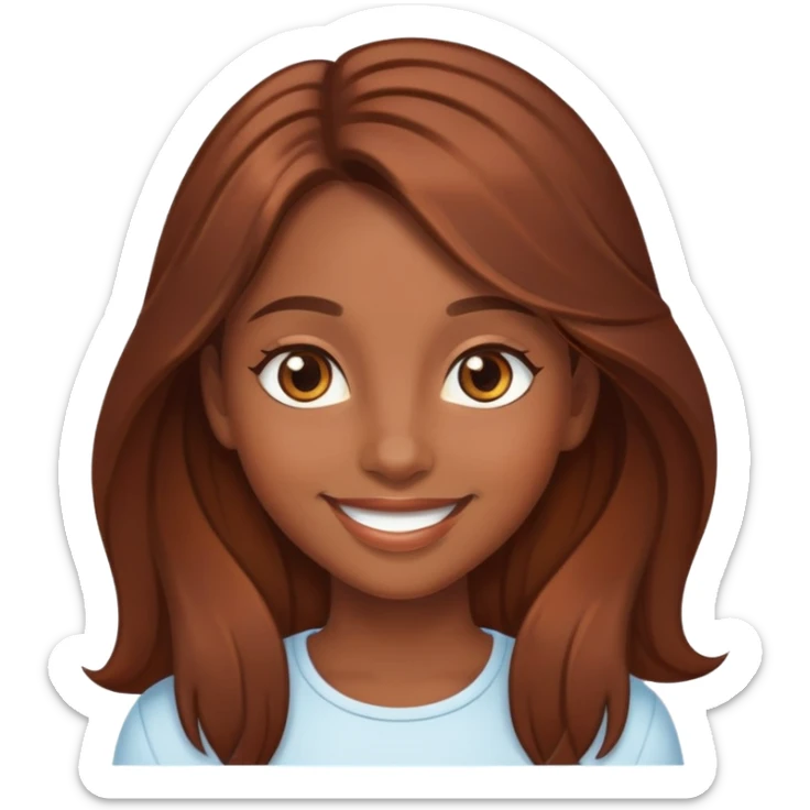 Chica morena de pelo largo cobrizo chocolate de ojos cafés claros y sonrisa linda  sticker
