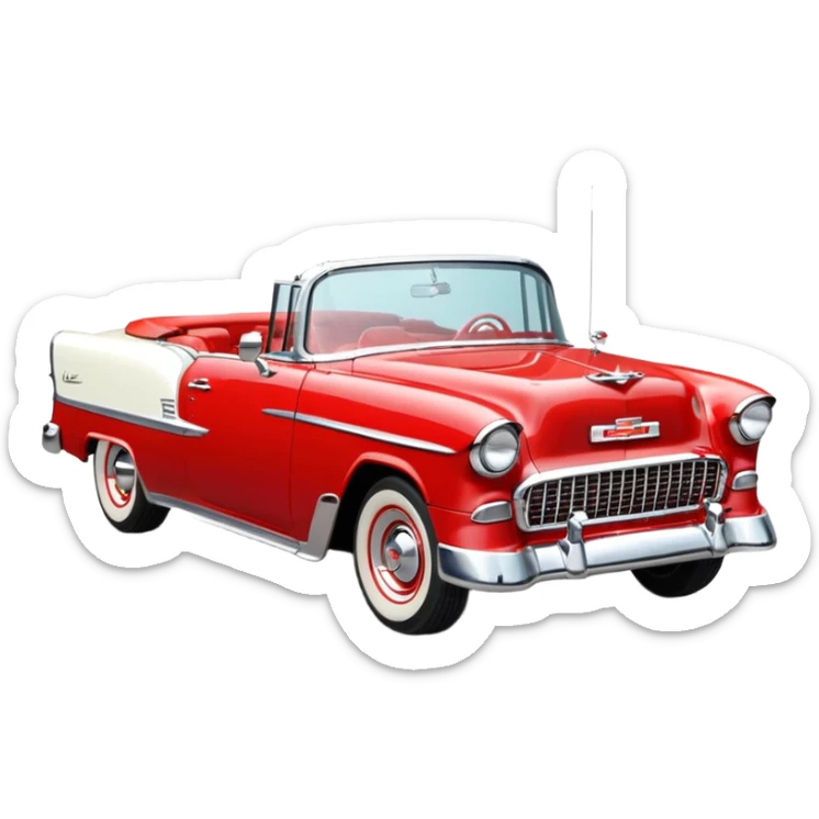 1955 Chevrolet Bel Air Convertible, Red-White color, 32x32 pixels, aspect ratio: 1:1 sticker