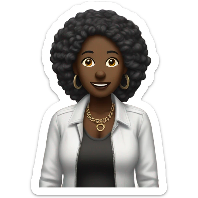 50 year old dark skin woman at rock concert sticker