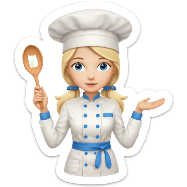 Full body 
Sexy Long Blonde hair blue eyed female chef sticker