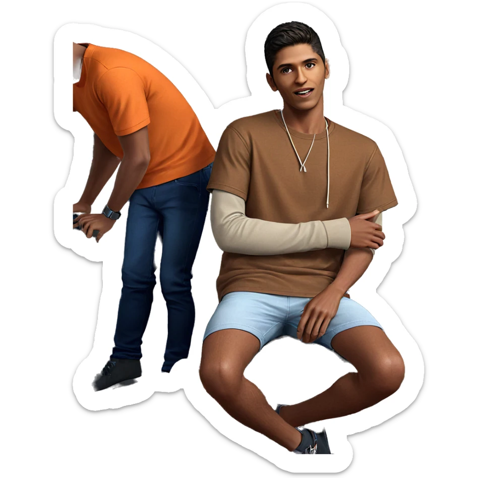 boys hanging out indoors sticker