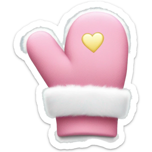 Adorable pink mitten with white fluff on the edge, decorated with a small heart. sticker