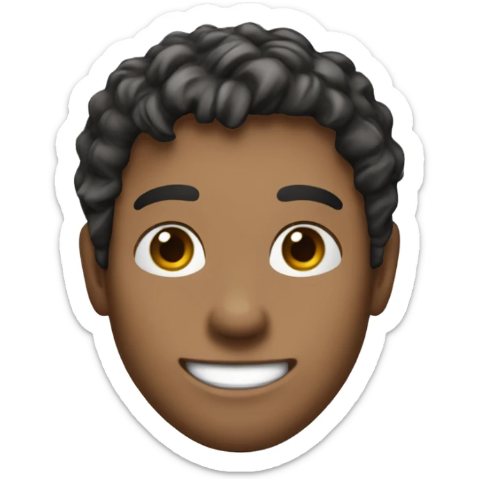 Create a friendly male avatar with short, messy dark hair, a warm smile, and wearing a casual hoodie. The style should feel relaxed and approachable. sticker