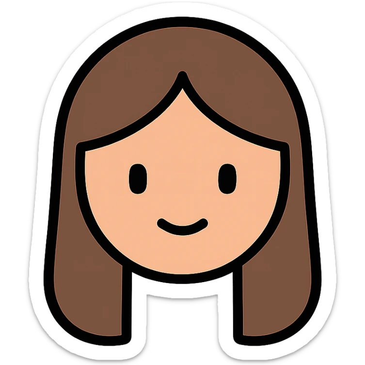 Simple girl face with long hair sticker