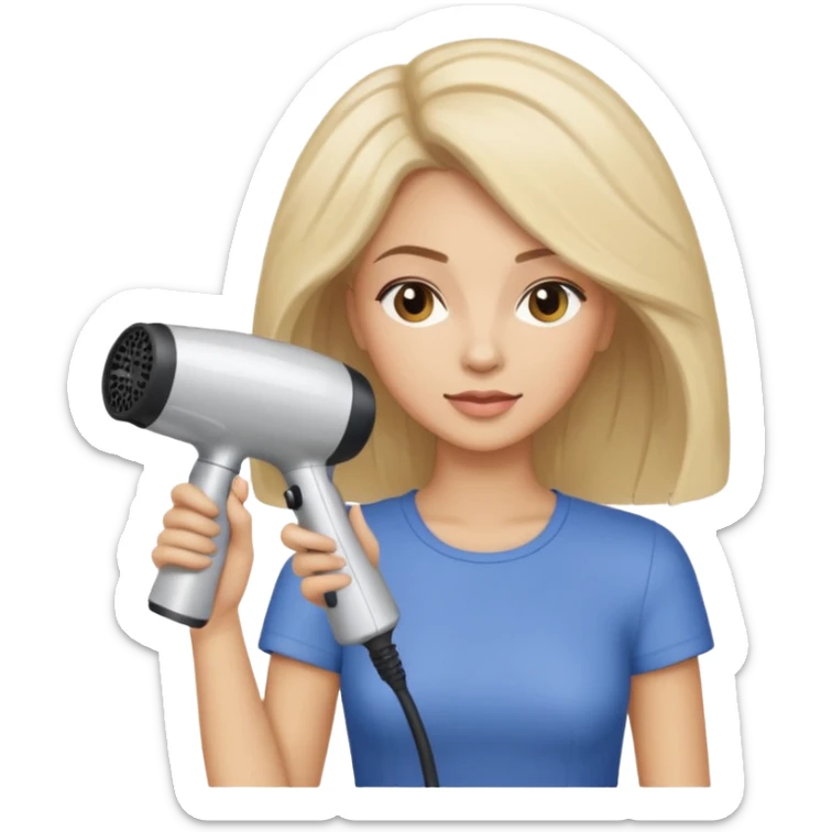 chica en la peluqueria con un secador en la cabeza y leyendo una revista sticker