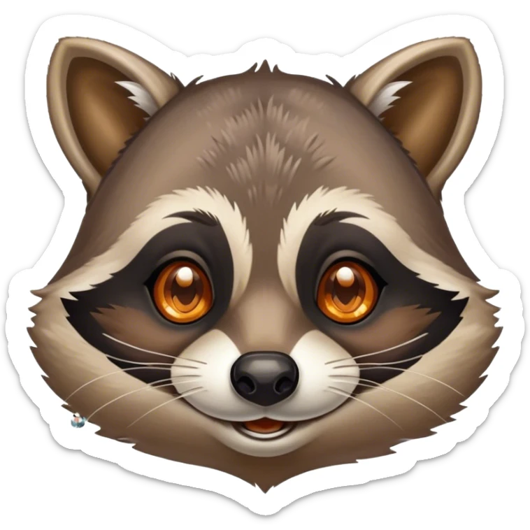 Victorian fairytale illustration depicting a happy raccoon with tanned skin, adorned with amber and diamonds sticker