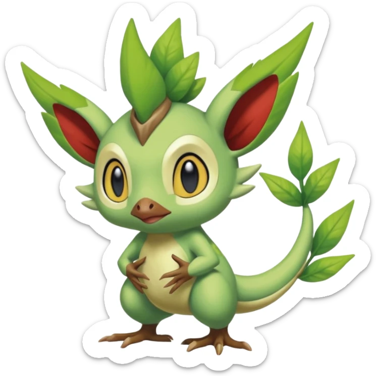  Fey Toony Axew-Grookey-Celebi-Amaura-Grovyle-Shaymin-fusion-hybrid sticker