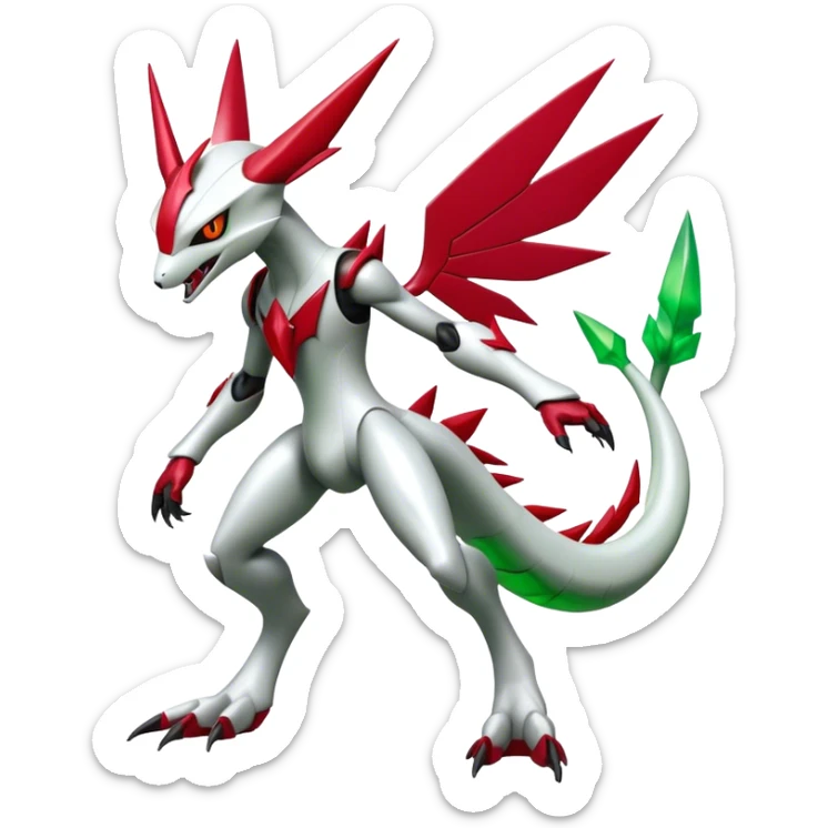  Cool Edgy Shiny Futuristic Ethereal Legendary Scizor-Digimon-Zangoose-Flygon-hybrid full body sticker