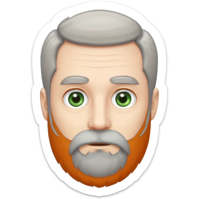 Greenish grey eyed adult man with greyish very short poor hair and a extremely long beard. Pale skin. sticker