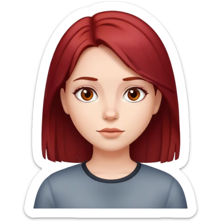 girl with dark red hair and straight hair sticker