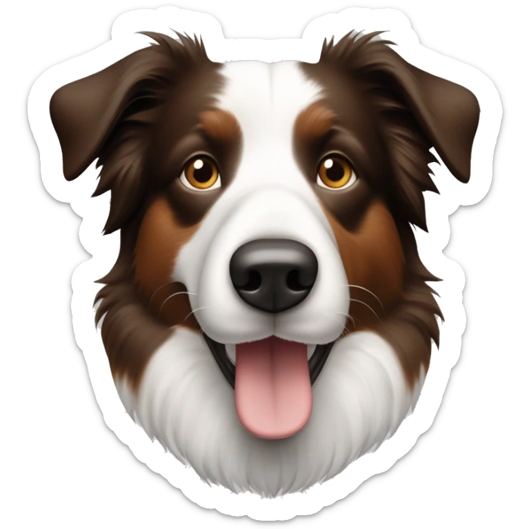 Bordercollie mit braunen und grauen stellen im weißen Gesicht. Spitze Ohren  sticker