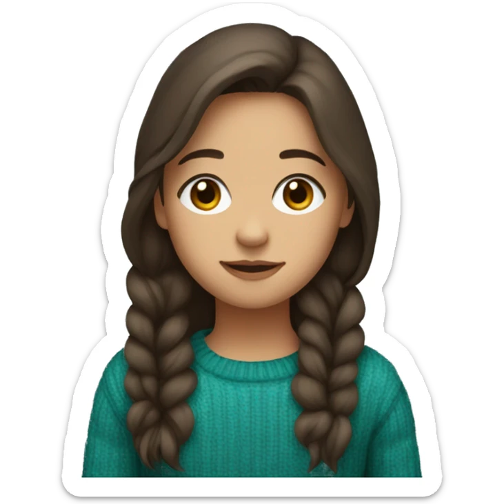 winter, christmas, hispanic, long brown hair, girl, brown eyes, child, full body, teal sweater sticker