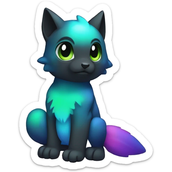 Cute cool black nebula green blue purple pink animal hybrid Fakemon full body sticker