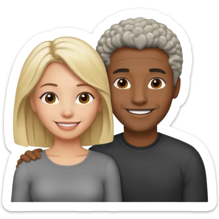Black man salt n pepper hair smiling with blonde in love  sticker