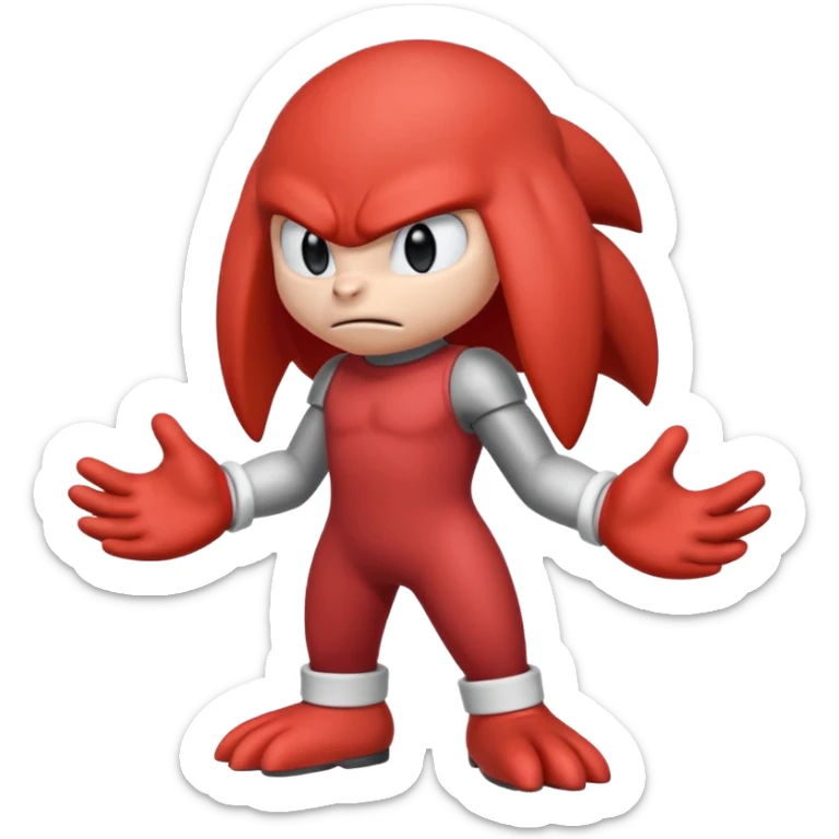 Sonic the hedgehogs friend knuckles a red animal with peach arms and white gloves sticker