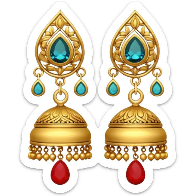 A small beautiful jhumka pair in golden color with very few stones sticker