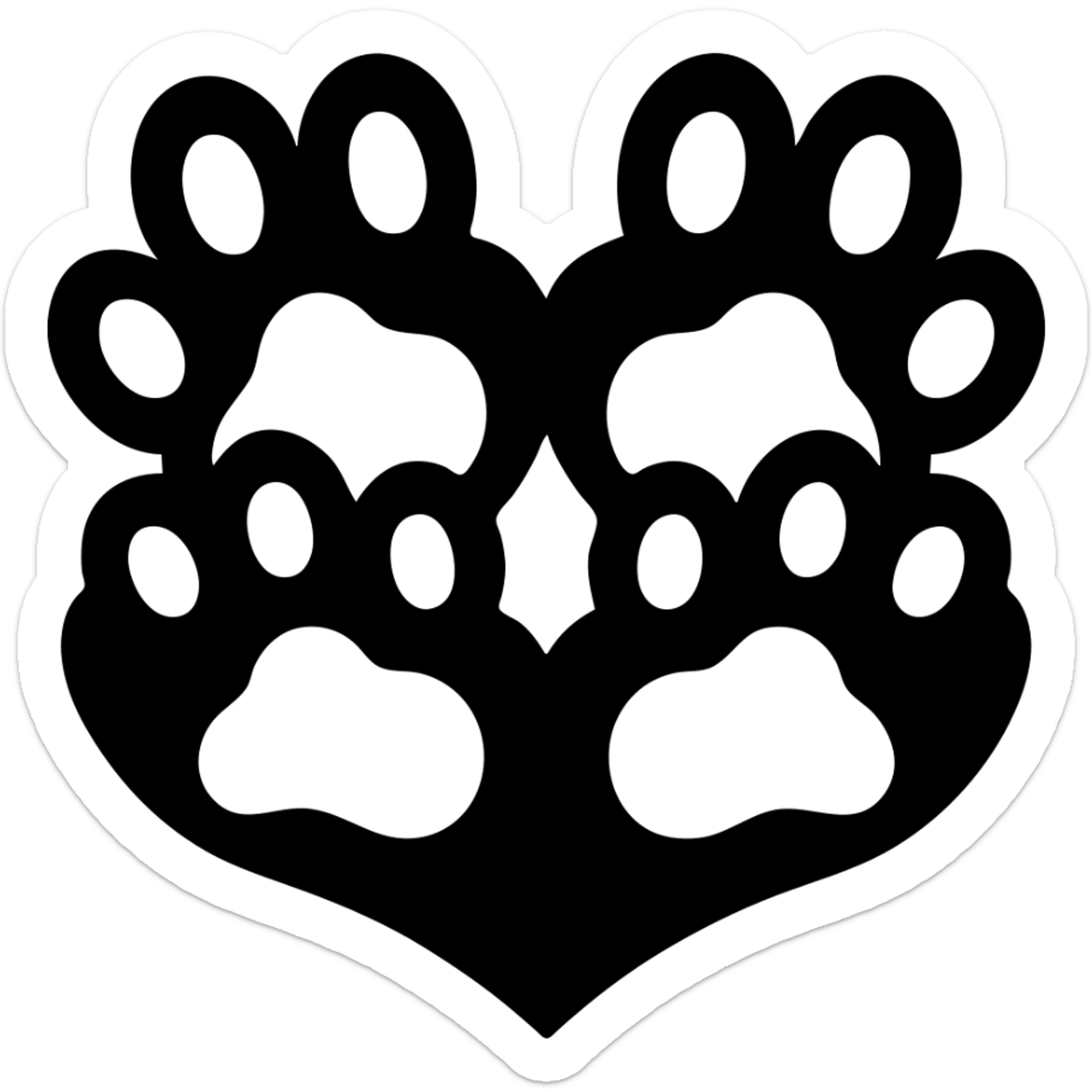 Make the two big puppy paw prints black, keep the heart shape in the center, and remove the background. sticker