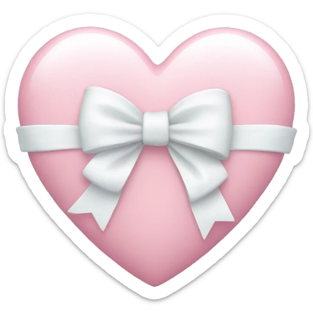 Pastel pink heart with white bow sticker