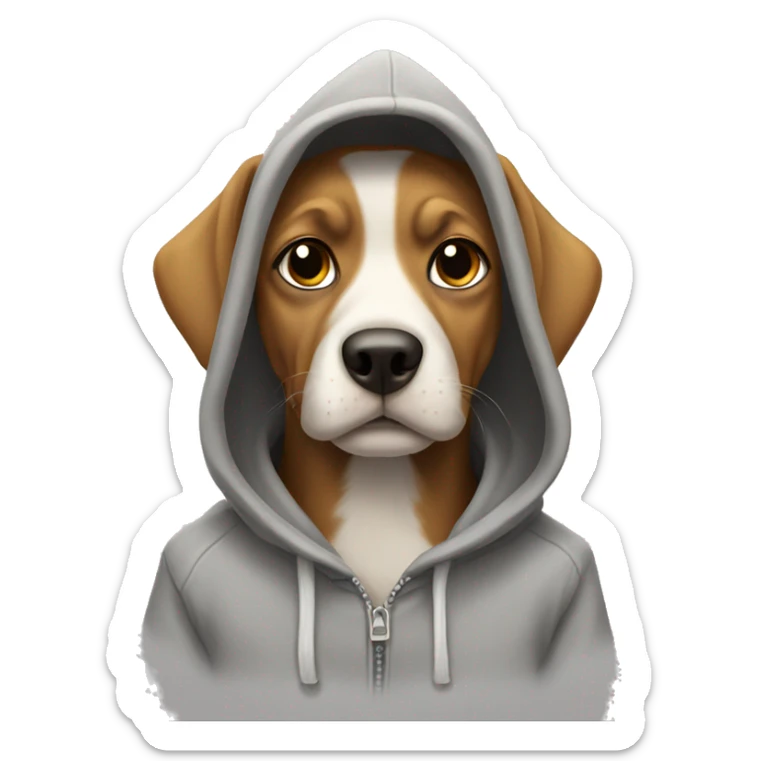 Dog wearing hoodie sticker
