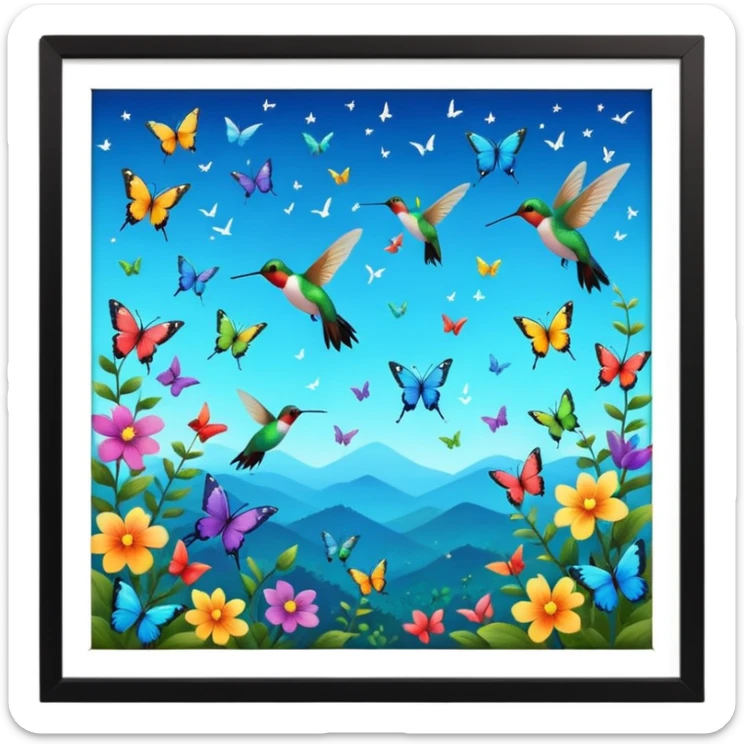 Más allá donde Cantan y danzan las mariposas y los colibrís resuenan los cantos del cielo sticker