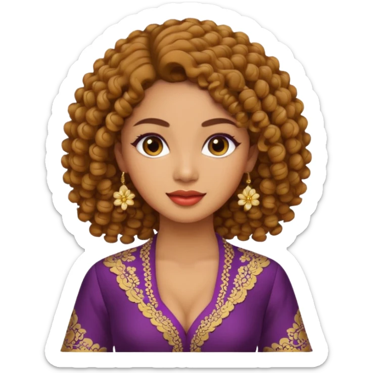 tan skin women, with Curly hair, wear kebaya  sticker