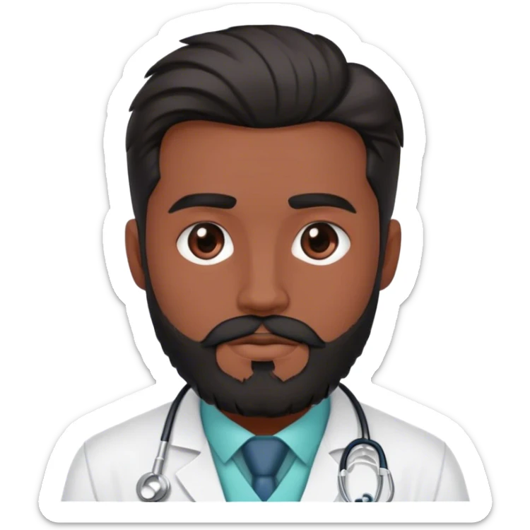 Doctor joven con barba negra y cabello estilo fade color negro con anteojos rectangulos  sticker