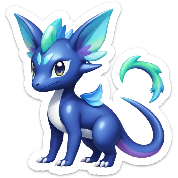 Rainbow crystal mix Shiny pastel Salandit-Meowstic-Noibat-Fakémon-hybrid-creature (full body)  sticker