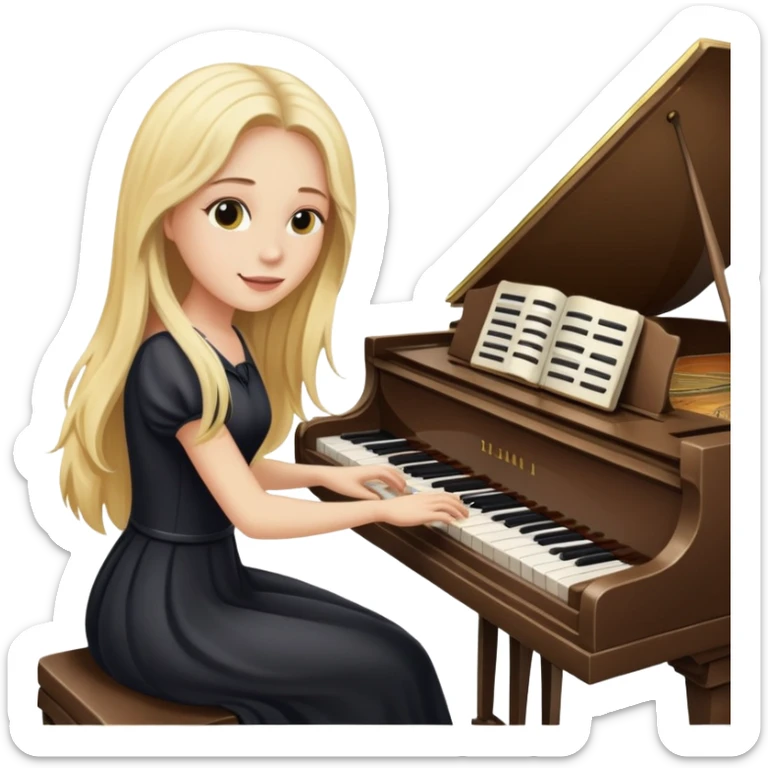 woman with long blonde hair playing the piano sticker