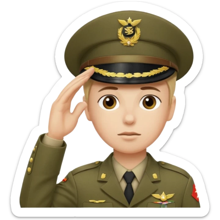 Soldat in uniform der salotiert und den Buchstaben S.A.S auf der Mütze und Uniform sticker