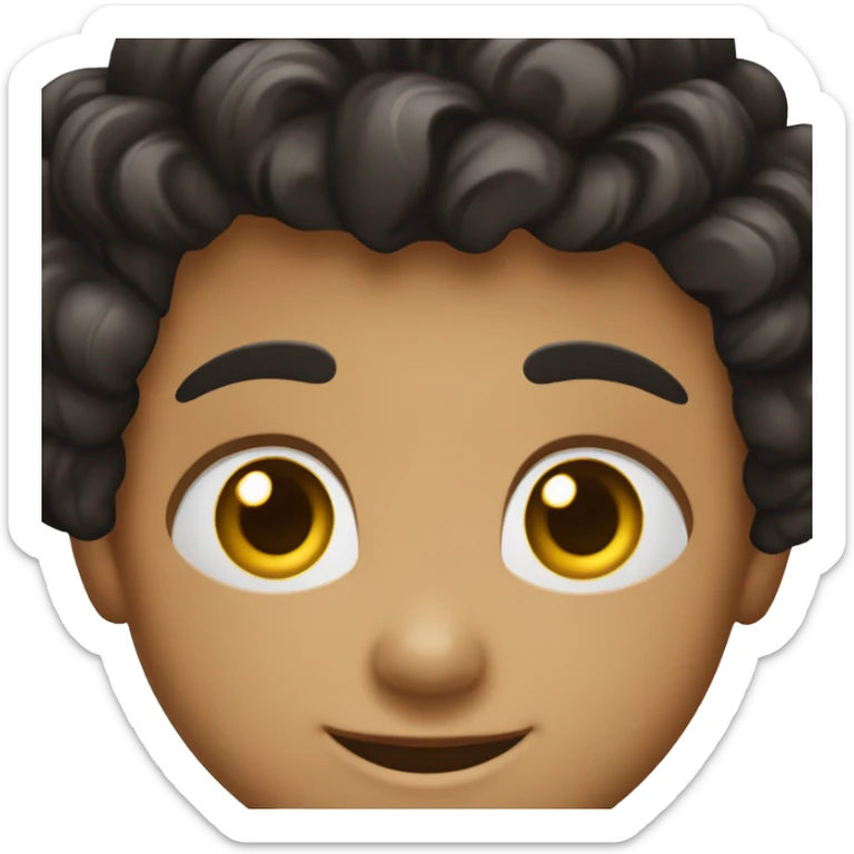 niño pequeño de piel negra, pelo muy corto y rizado, ojos negros y grandes y sonrisa  sticker