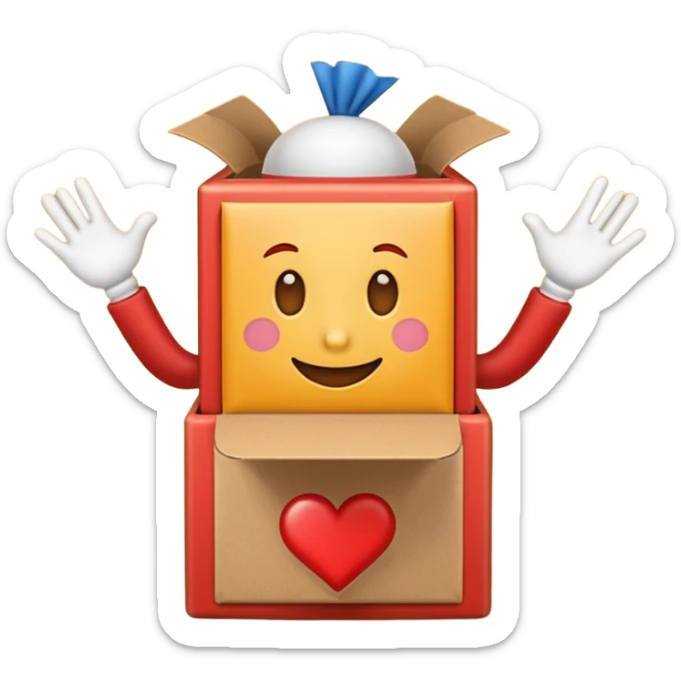 Create an emoji I DONT WANT IT TO BE A JACK IN THE BOX, imagine it is a round face with hands turning a jack in the box that isnt actually there sticker
