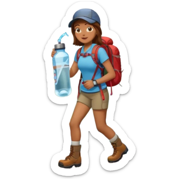 woman hiking in the woods in the sunshine brown hair sticker