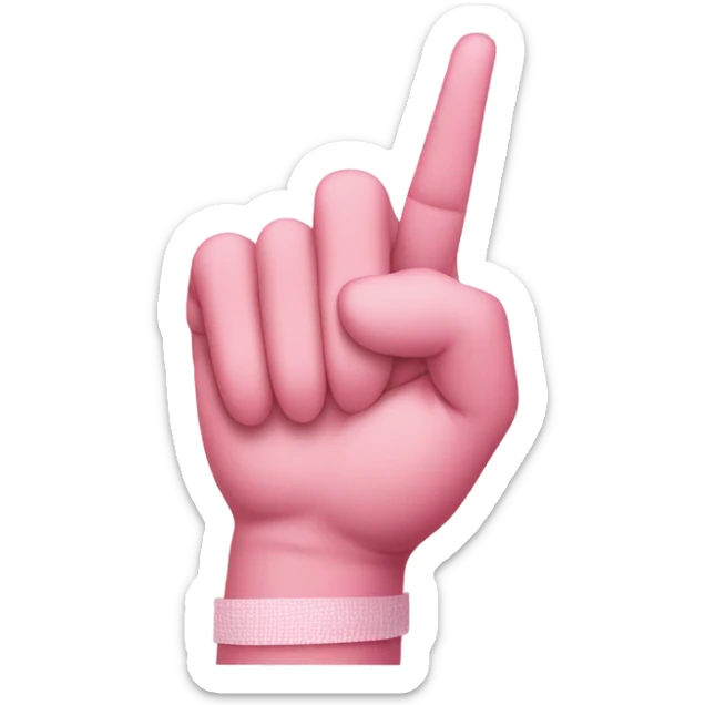 “Sign of the horns” with a pink bandage on the thumb  sticker